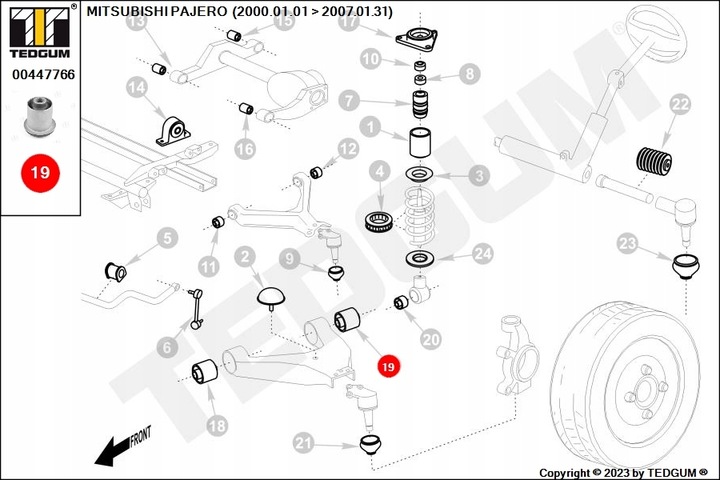 TED-GUM BLOQUE SILENCIOSO WAH. MITSUBISHI P. PAJERO 01- 