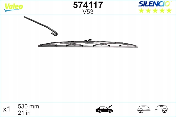 LIMPIAPARABRISAS ESCOBILLAS PRZEGUBOWE PARTE DELANTERA 1SZT. V53 SILENCIO 530MM VOLVO 440 