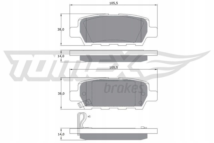 ZAPATAS DE FRENADO - TOMEX BRAKES - TX 14-21 - EJE PARTE TRASERA 