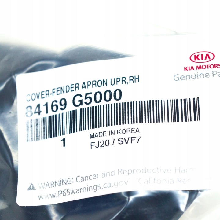 KIA NIRO DE PROTECTION DROIT GARDE-BOUE SUPÉRIEURE 84169-G5000 ORIGINALE