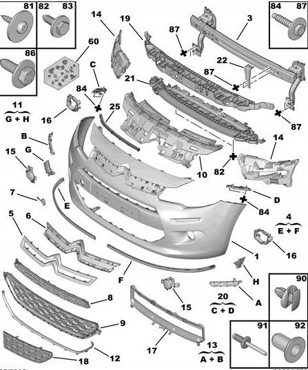 MOULURE CHROME EMBLÈME PARE-CHOCS AVANT CITROEN C3 A51 OE 1609966280