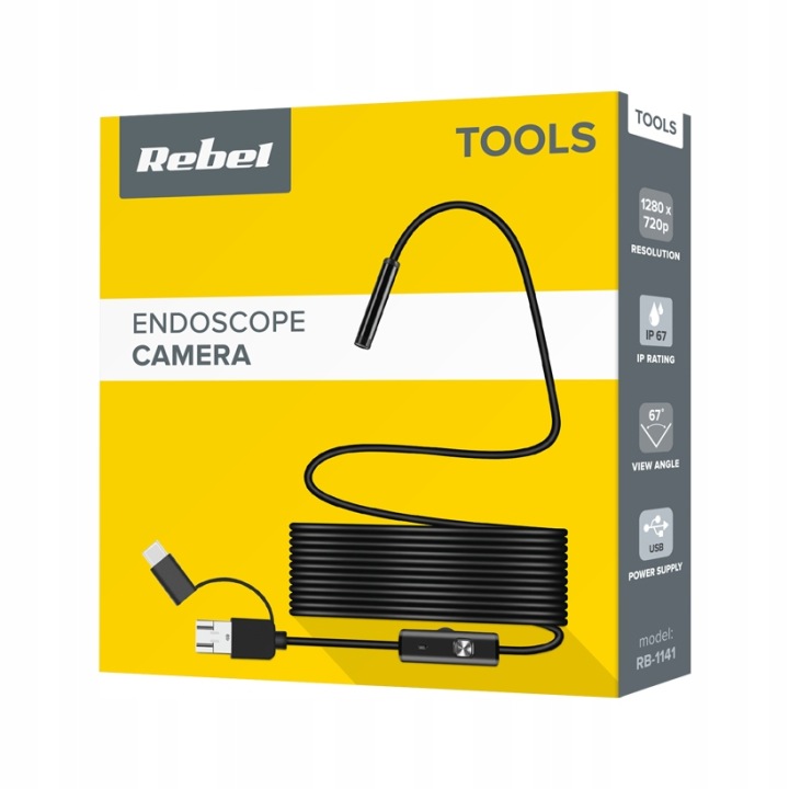 CAMÉRA INSPEKCYJNA VERS TÉLÉPHONE REBEL 720P IP67 2M 67° USB USB-C MICRO USB