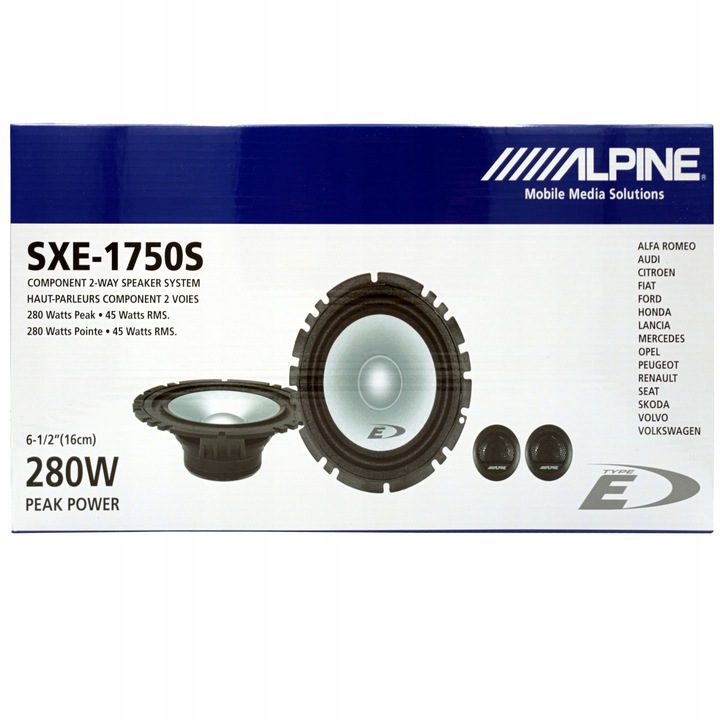 ALPINE SXE-1750S ALTAVOCES AISLADOS DISTANCIAS PARA VW PASSAT 56 B7 CC PARTE DELANTERA 