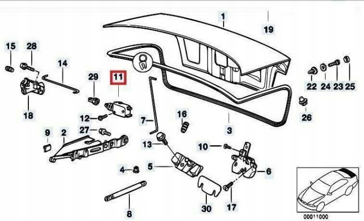 STELLANTRIEB HECKKLAPPE BMW E36 Z3 3 ORIGINAL 67118361140