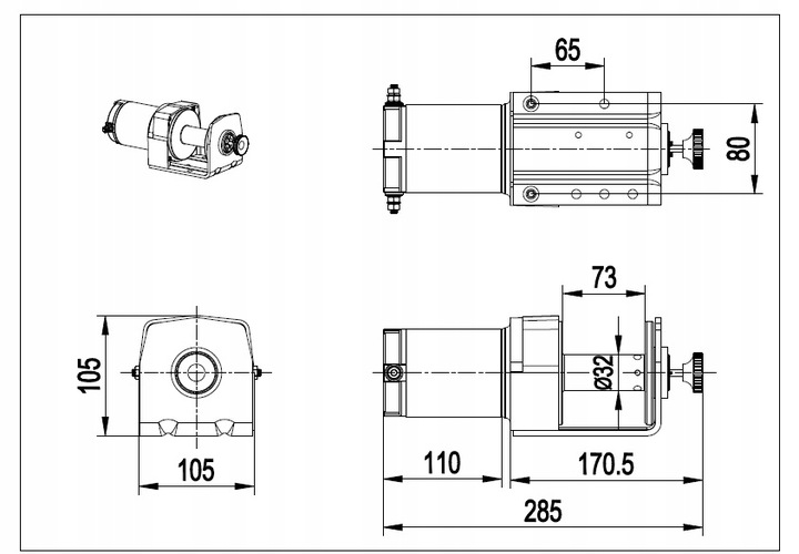 WYCIAGARKA ELÉCTRICA PARA QUADA HUSAR BST 2000 PLUG ATV 907 KG LINA DE ACERO 