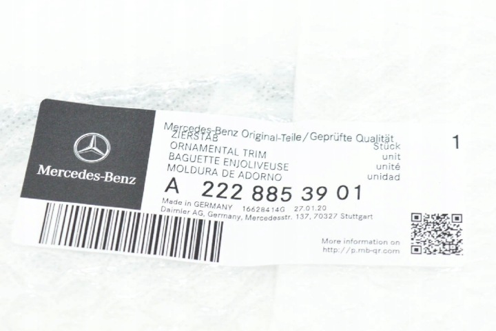 MERCEDES-BENZ S-CLASS W222 AVANT DROITE INFÉRIEURE MOULURE NEUF A2228853901