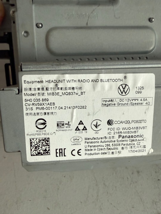 VW CADDY RADIO MIB3E BLUETOOTH DAB MULTIMÉDIA 5H0035869