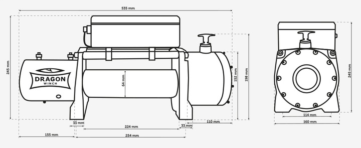 SUKTUVAS ĮTRAUKIKLIS ELEKTRINĖ DRAGON 24V 5443 KG 12000LBS nuotrauka 11