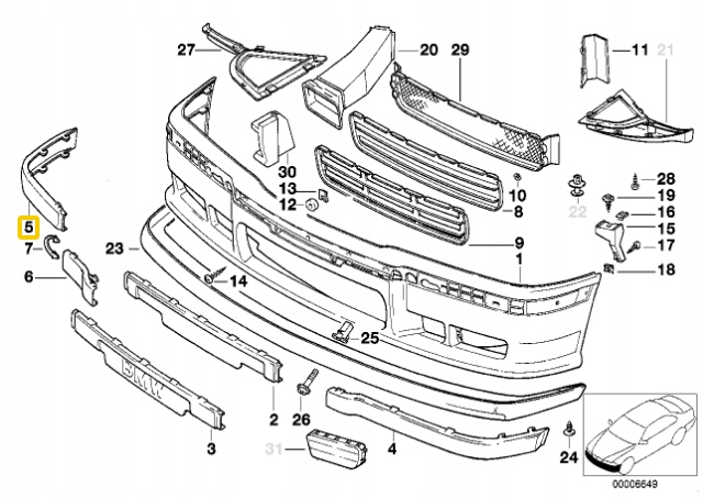 MOULURE MOULDING DROITE BMW E36 3' 51112265638