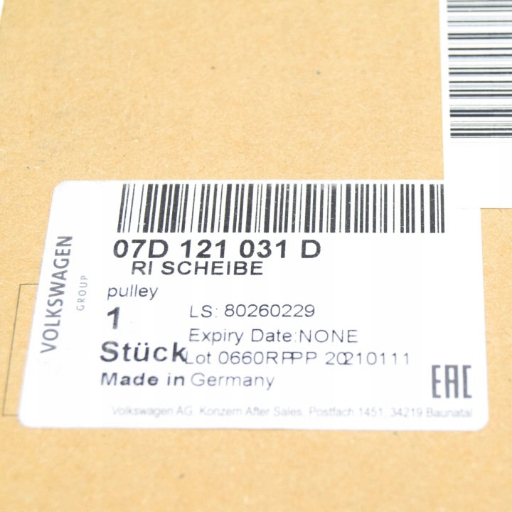 AUDI A8 D4 6.3P 368KW KOLO POULIE POMPES À EAU 07D121031D 2015