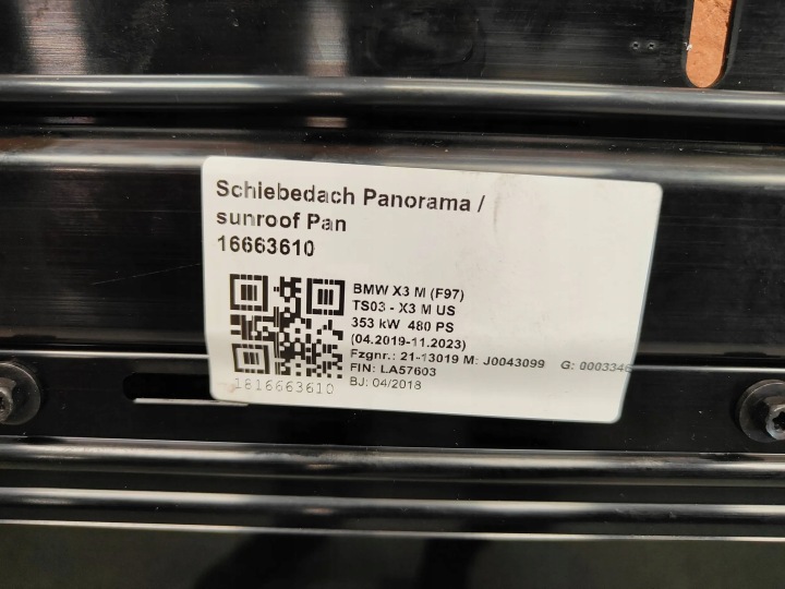 BMW X3 G01 LCI LIFT PANORAMA VERRE TOIT SUNROOF TOIT OUVRANT 8068911
