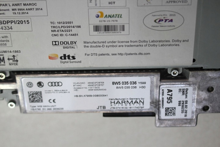 AUDI A4 A5 KIT MMI MONITEUR LECTEUR DE CARTE MIB 2 PANNEAU 8W0035036 8W0919614P 8W09