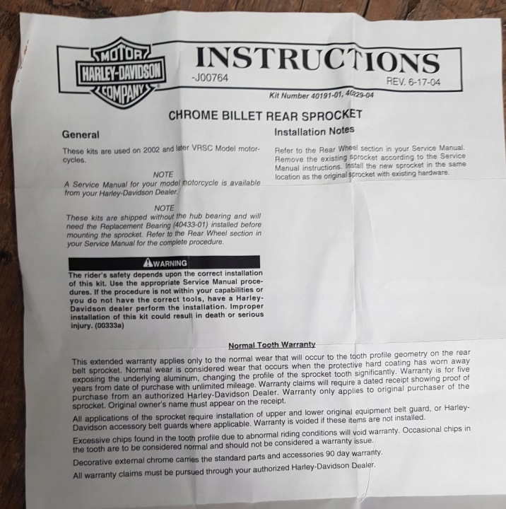 CHROMÉ KOLO POULIE ENGRENAGES ARRIÈRE PULLEY HARLEY DAVIDSON V-ROD 40229-04