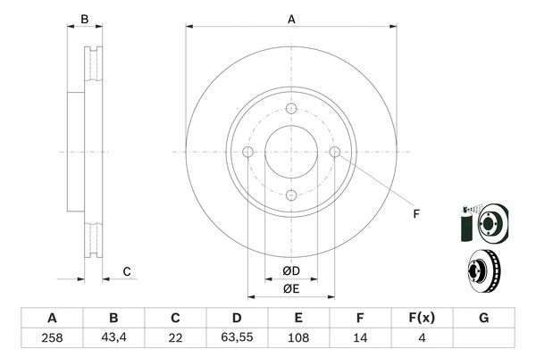 BOSCH DISQUES PLAQUETTES AVANT FORD KA MAZDA 2 DY