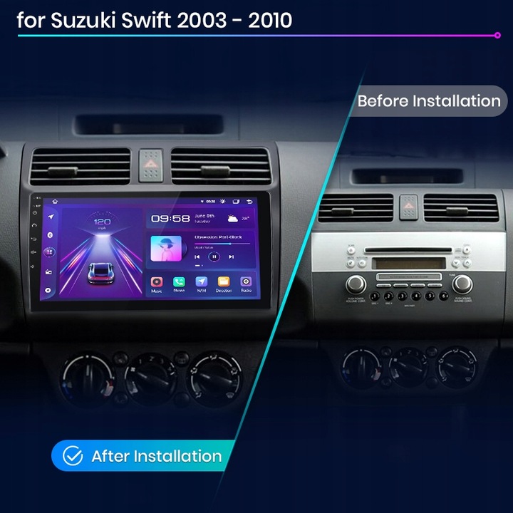 RADIO DE AUTOMÓVIL PARA SUZUKI SWIFT 2003 2004-2010 CARPLAY ANDROID AUTO 1 + 32 WIFI 