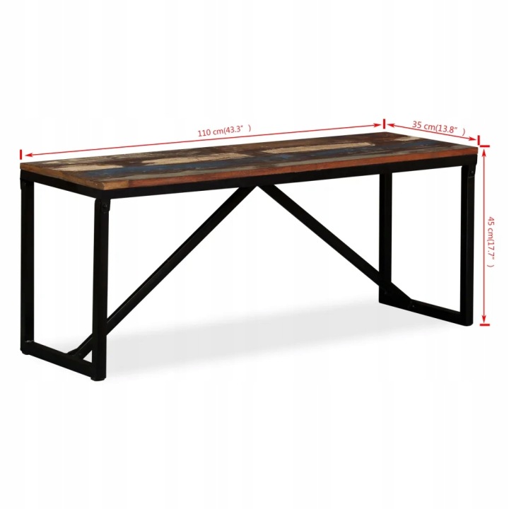 VIDAXL BANC AVEC DREWNA ODZYSKANEGO, 110X35X45 CM