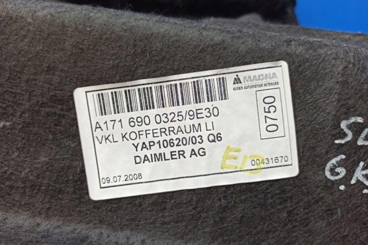 PROTECTION SERRURE COUVERCLES DE COFFRE MERCEDES-BENZ SLK (R171) A1716900325 1.8L GASOLINE 135KW