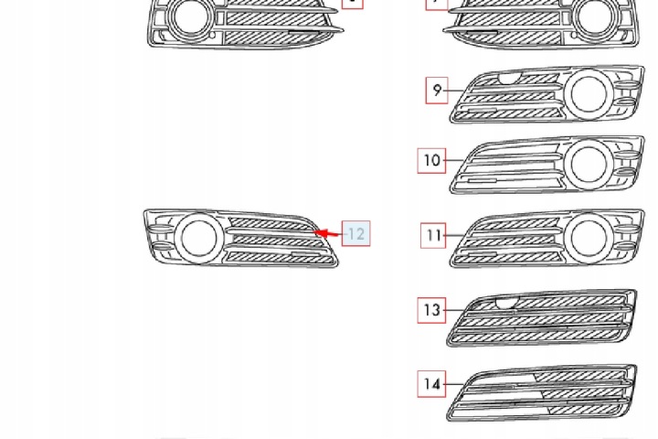 AUDI A3 8PA AVANT DROITE INFÉRIEURE PHARE ANTIBROUILLARD GRILLE 8P0807682E9B