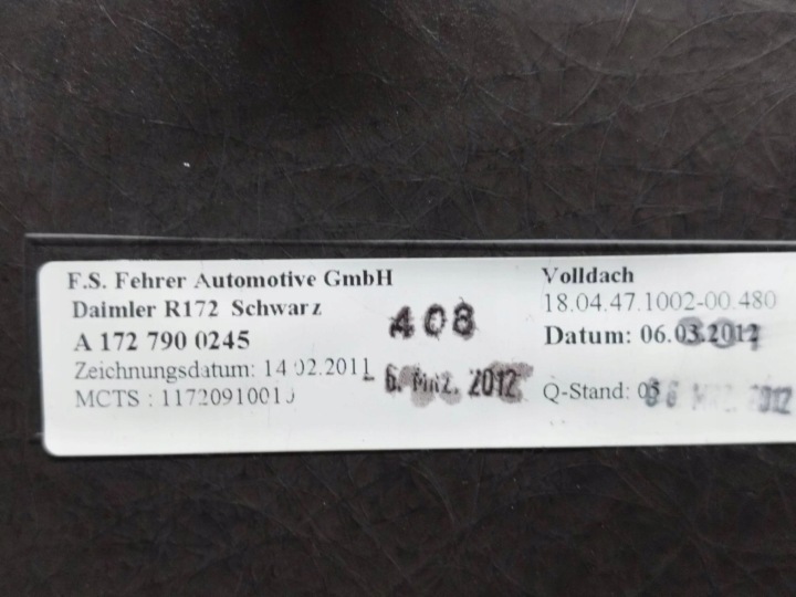 2012 MERCEDES-BENZ SLK R172 PAVILLON A1727900245