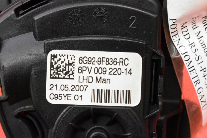 POTENTIOMÈTRE PÉDALE GAZ 6G92-9F836-RC FORD MONDEO MK4 1.8 TDCI 125 KM 07-10