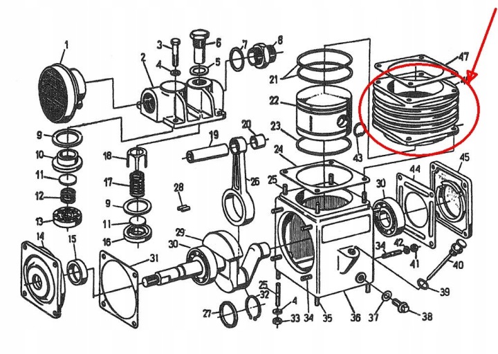 PISTON COMPRESSEUR HS11 HS22 HS23 601.22.., 601.23.. S/T ORIGINAL POLMO