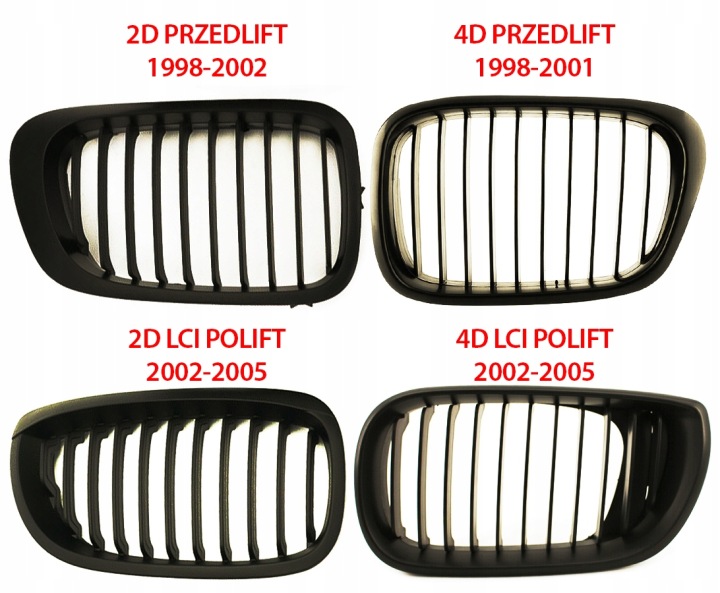 CALANDRE RADIATEUR GRILLE GRILLES BMW E46 CABRIO 1999-2002 NOIR MATT POUSSOIR