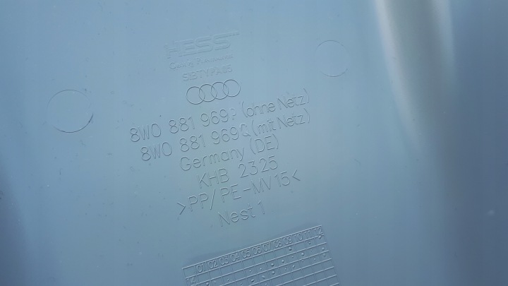 A5 8W S5 PROTECTION DOSSIER SIÈGES GAUCHE DROITE AVEC GRILLE A4 B9