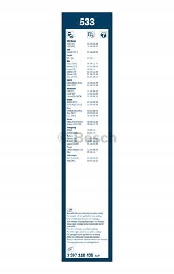 LIMPIAPARABRISAS ESCOBILLAS TWIN DOBLE 530/475MM VW, SKODA, SEAT, AUDI, MITSUBISHI 