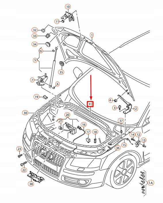 AUDI A3 8P CAOUTCHOUC JOINT D'ÉTANCHÉITÉ COUVERCLES RÉSERVOIR EAU CAPOTS 8P0823723B