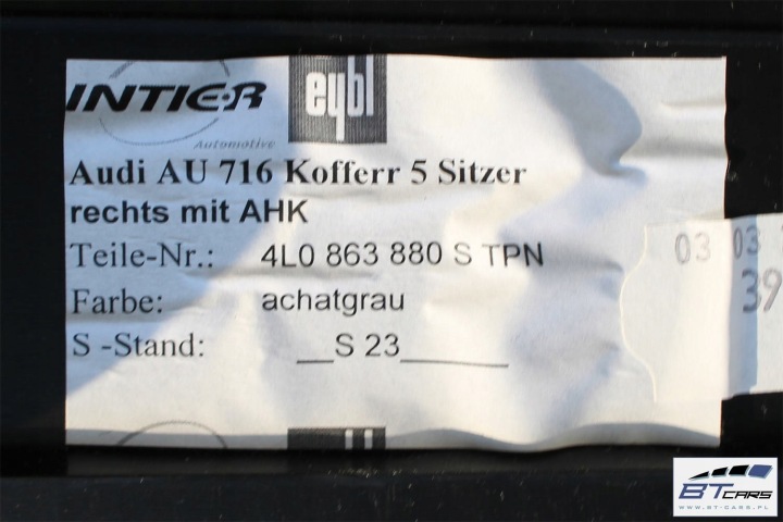 AUDI Q7 COLLECTEUR TAPIS COURROIE COUVERCLES DE COFFRE 4L0863879N 4L0863880S 4L0863462R 4L0