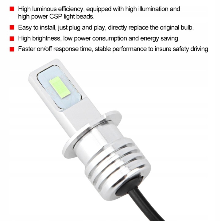 2 PCS H3 80W 8000K LED AMPOULE ANTIBROUILLARD PHARE 12-24V UNIVERSELLE