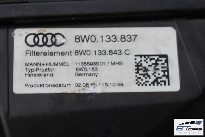 AUDI A4 A5 CHÂSSIS FILTRE AIR 8W0133837 8W0133835 8W0133843C 8W B9 8W0