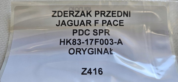 PARE-CHOCS AVANT JAGUAR F PACE F-PACE PDC RONDELLES