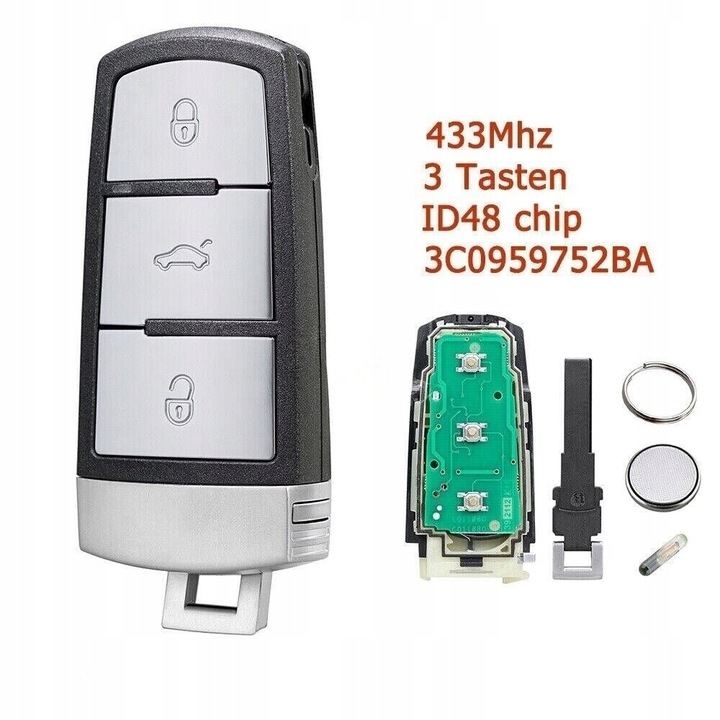 COMPUESTO LLAVE Z ELECTRÓNICA VW PASSAT B6 B7 CC 3C0959752BA CHIPEM ID48 