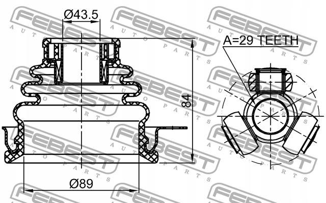 JOINT INTÉRIEUR GAUCHE MITSUBISHI CARISMA DA1-6A
