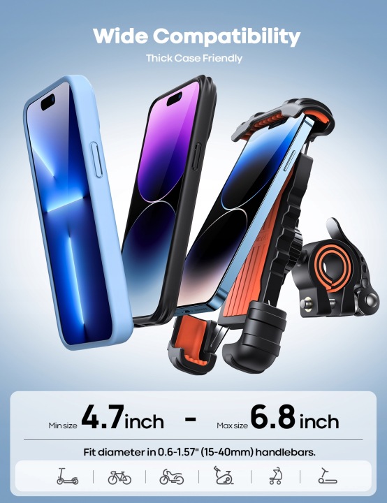 POIGNÉE SUR TÉLÉPHONE VERS MOTOCYKLA/ROWERU LAMICALL BM02, NOIR ORANGE