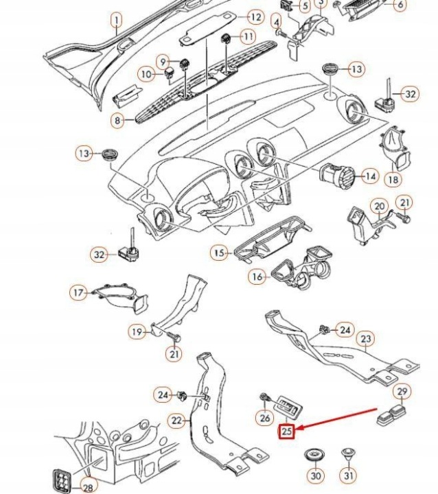 PRZYCINAC POUR WYJSCIA AIR NOIRE VAG AUDI A3 8P A4 B6 B7