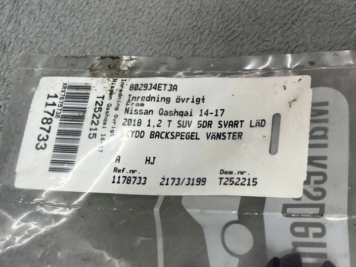 MOULURE RÉTROVISEURS NISSAN QASHQAI 802934ET3A
