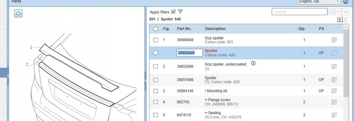 VOLVO S40 2004 SPOILERS 