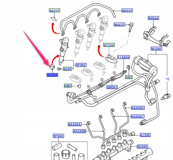 FIXATION INJECTEURS FORD FIESTA 1.4TDCI 02- ORIGINAL