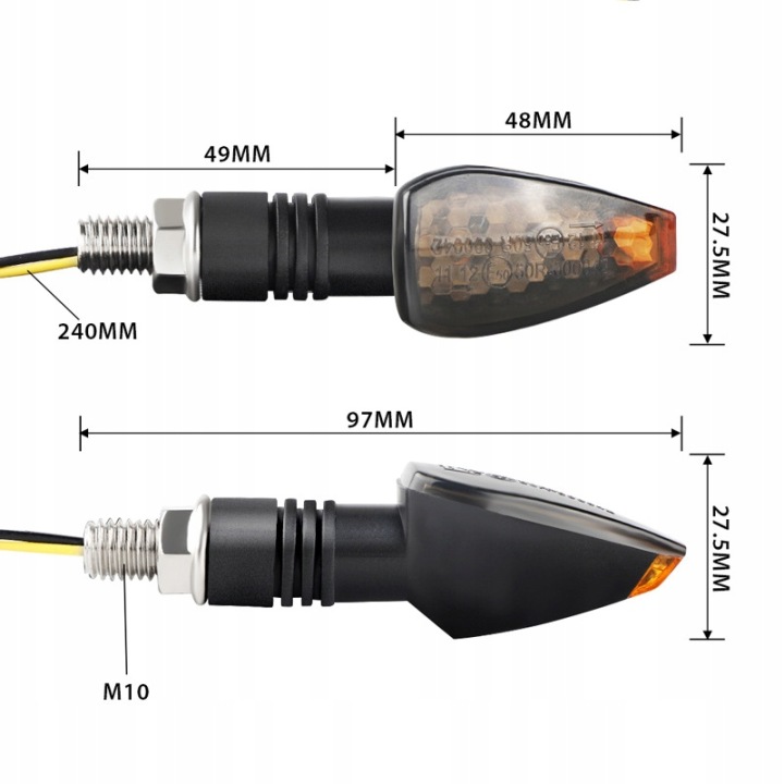 4 PCS CLIGNOTANTS MOTOCYCLETTE NOIR FUMÉE LED
