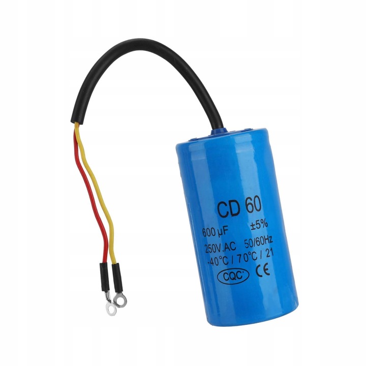 CONDENSATEUR AC RUN 600UF CD60 AVEC AVEC FIL OLOWIANYM VERS MOTEUR COMPRESSEUR AIR