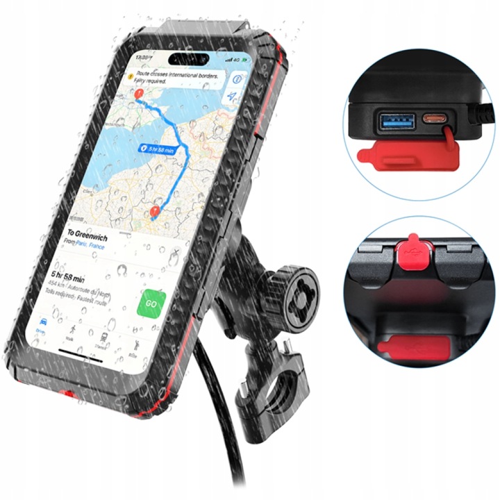 FREEDCONN MC42 POIGNÉE MOTOCYCLETTE AVEC LADOWANIEM INDUKCYJNYM USB-C QC3.0