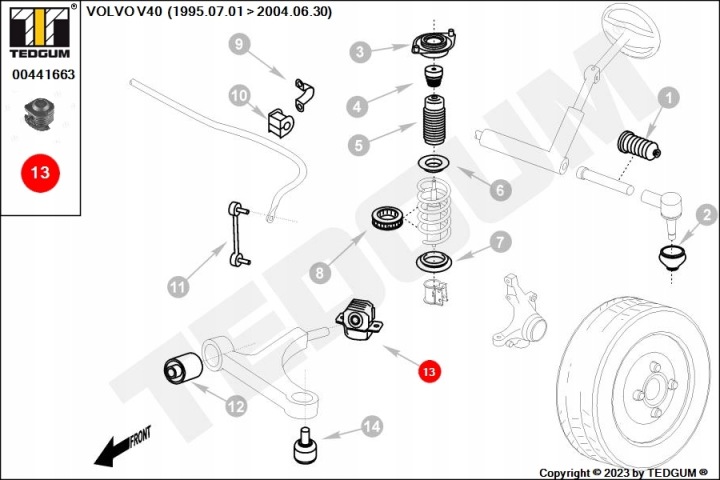 TEDGUM 00441663 LOZYSKOWANIE, BRAS DE SUSPENSION