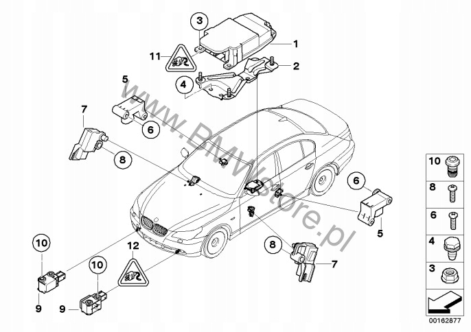 BMW 5 E60 E61 LCI LIFT MODULE CONTRÔLEUR ACSM COUSSINS AIRBAG 9160557 EUROPE 07R