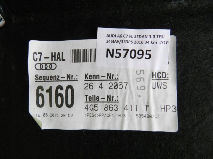 AUDI A6 C7 ÉTAGÈRE COUVERCLES DE COFFRE ARRIÈRE 4G5863411T
