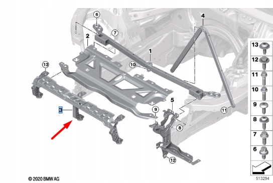 BMW M4 G82 RENFORCEMENT AVANT PANNEAUX RADIATEUR 51748747002