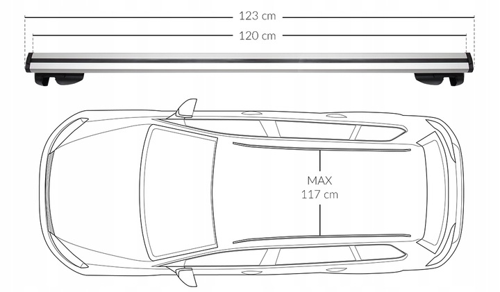 MALETERO DE TECHO DE VIGA ALUMINIO 123 CM AL PARRILLAS SUZUKI GRAND VITARA I 1998-05 