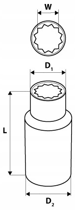 08-074 EMBOUT DWUNASTOKATNA LONGUE 1/2″, 15 MM