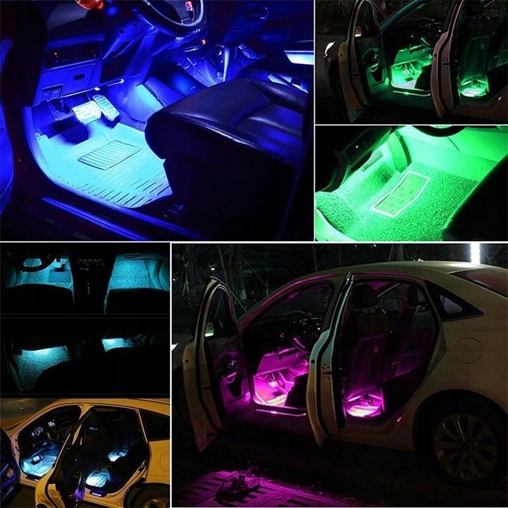 ILUMINACIÓN RGB INTERIOR AUTO CABINAS COCHE 48 DIODO LUMINOSO LED + DIRECCIÓN APLIKACJA 